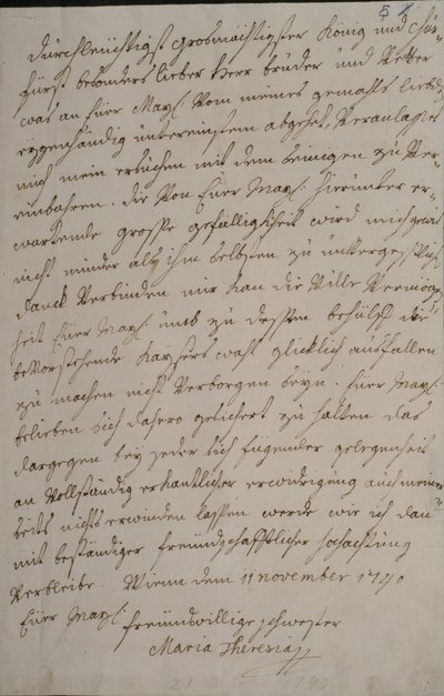 A letter from Maria Theresa to King Frederick II asking for his support for the imperial election of her husband Francis I, 11th November 1740 by Maria Theresa of Austria